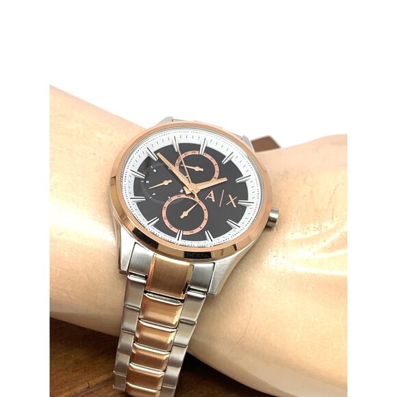 Armani Exchange Men's Watch AX1882 Quartz Black Dial Rose Gold Silver Steel 42mm - Picture 6 of 14